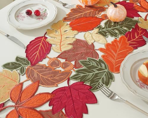 Autumn Fall Table Runner 36 Inch with Embroidered Maple Leaf - Seasonal Home Decor - Variation of THIS listing
