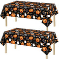 Halloween Plastic Tablecloth 2 Pack - 54 x 108 Inch Ghost Pumpkin Witches Disposable Cover for Party