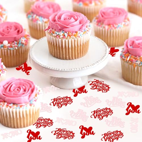 100PCS Valentine Confetti Set - Pink XoXo I Love You Be Mine Table Decorations - Mine Pink Variation