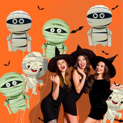 Halloween Mummy Balloons Set - 6pcs Horror Themed Party Decorations