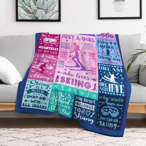 Skiing Blanket for Ski Lovers - Snowboarding Throw Blanket 60x50 Inches - Extreme Sports Gifts for Men Women Boys