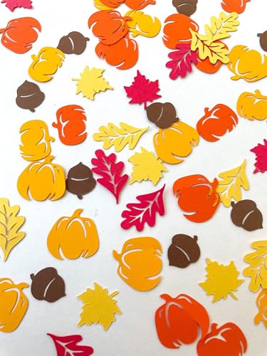 Halloween Pumpkin Confetti & Fall Leaf Table Scatter - Autumn Party Decor