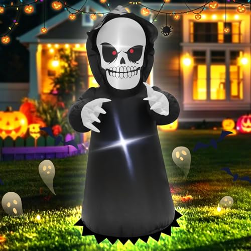 4FT Inflatable Grim Reaper Halloween Yard Decoration - Spooky Outdoor Lawn Decor with LED Lights - Variation: Halloween Ghost