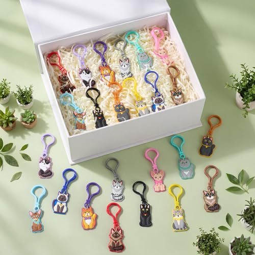 Cat Keychains Bulk 24 Pack - 12 Styles Kids Party Favors