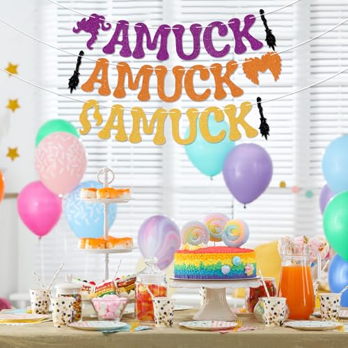 Halloween Banner - Glitter Amuck Amuck Amuck Party Decor, Witch Theme