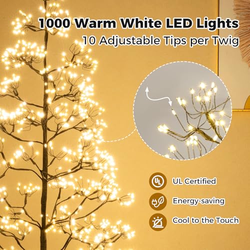 Lighted 5 FT Birch Tree with Warm White LED Lights - Black Variation