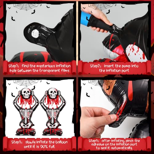 Blood-Dripping Skull Balloon - Halloween Skeleton Standee for Trunk & Yard Decor
