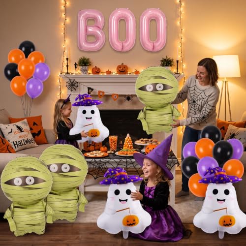 Halloween Party Decorations Balloons Set - Pink Letters Mummy Ghost - Balloon-1