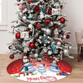 36in Snowman Family Christmas Tree Skirt - Red Background, Holiday Decor