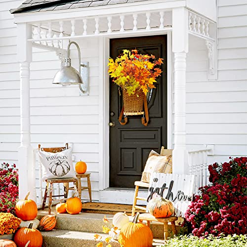 Artificial Maple Leaves Branches 6-Pack Fall Decor Mix for Thanksgiving & Halloween