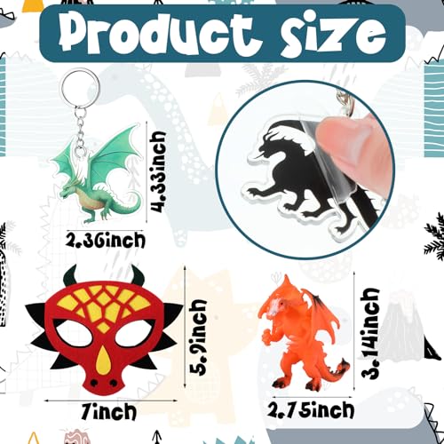 Dragon Theme Party Favors Set for Adults - Masks, Figures, Keychains & Stickers