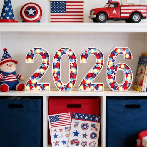 Patriotic 2026 LED Number Lights for 4th of July & New Year Decorations