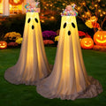 Halloween Ghost Candy Bowl Stand Set with LED String Lights - Indoor & Outdoor Decor