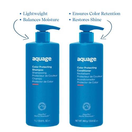 AQUAGE Color Care Regimen Bundle - Color Protecting Shampoo & Conditioner for Healthy, Shiny Color-Treated Hair | 33.8 Oz Each
