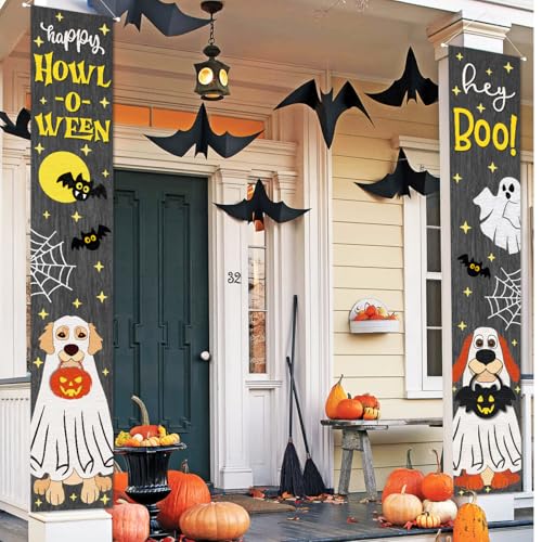 Halloween Ghost Dog Banner Door Wall Hanging Party Decorations - Hey Boo