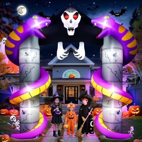 10FT Halloween Ghost Inflatable Archway Outdoor Decoration with Built-in LEDs - Scary Yard Yard Display - Ghost