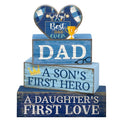 Father's Day Wooden Sign Set - Dad Block Signs Farmhouse Decor, 4 Pieces