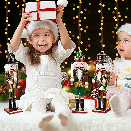 12-Inch Wooden Nutcracker Figures Set - Christmas Decor, Holiday Gift