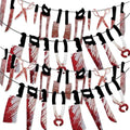 Halloween Bloody Banner Set - 4pcs Horror Decor with Blood-Splattered Props
