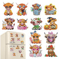 Highland Cow Diamond Art Magnets Set - DIY Refrigerator & Holiday Decor