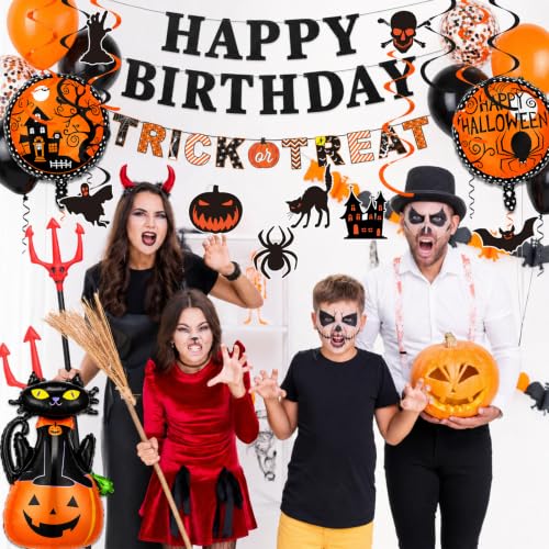 Halloween Party Decorations Set with Balloons & Banners - Happy Birthday Variation