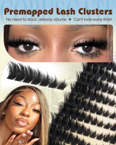 Mega Volume Cat Eye Lash Clusters with Spikes - 9-18mm Premapped Fluffy Eyelash Extensions