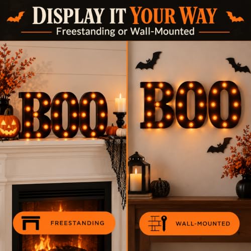 Halloween Decorations Indoor – “Boo” LED Marquee Light Up Letters