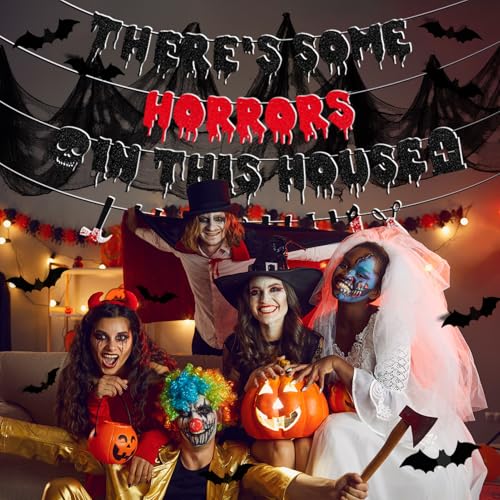 Halloween Party Decorations Banner Bat Stickers Fireplace Scarf Creepy Cloth Set