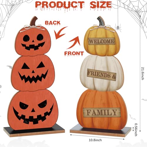 Fall Pumpkin Porch Sign - Double-Sided Wooden Decor for Halloween & Thanksgiving