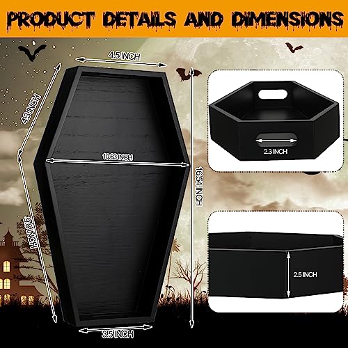 Halloween Black Wooden Coffin Serving Tray 16.5 Inch - Spooky Decor & Partyware