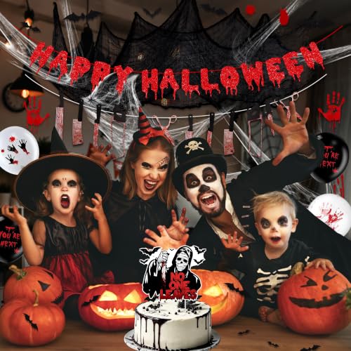 Halloween Party Decorations Banner Set with Web, Balloons & Spooky Accents