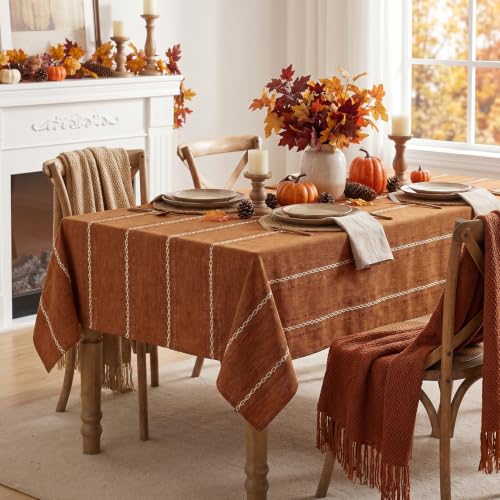Horaldaily Fall Caramel Rectangular Tablecloth - 60x140 Inch Rustic Style Variation