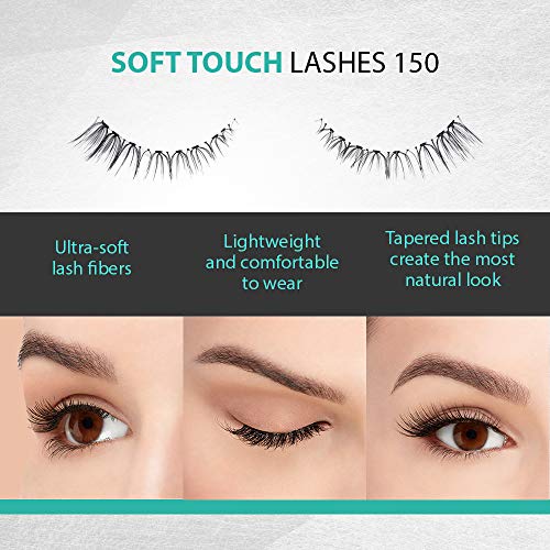Soft Touch 150 False Eyelashes - Natural Look Strip Lashes, Lightweight Tapered Tips, 4 Pack