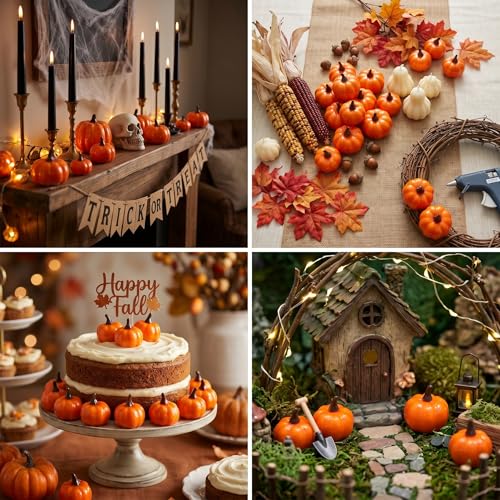 Mini Artificial Pumpkins Set - 40 Pcs 1.4 Inch Fall Halloween Thanksgiving Decor