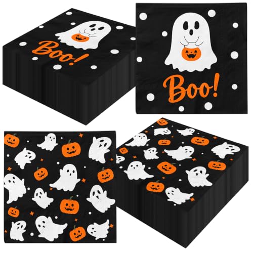 80PCS Halloween Paper Napkins Ghost Pumpkin Bat Party Supplies
