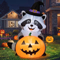 Halloween Inflatable Witch Raccoon Decor - 5 ft Outdoor Blow-up Decoration with LED Lights - Halloween Style