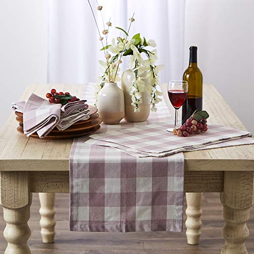 Farmhouse Cotton Buffalo Check Table Runner - Dusty Lilac 108 x 14 Inches