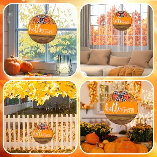 Fall Pumpkin Door Sign - Autumn Wreath Decor for Front Porch