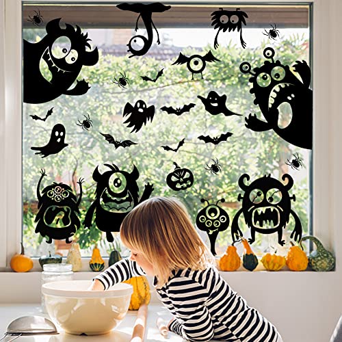 Monster Window Clings Halloween Decorations - Silhouette Stickers for Glass - Variation of Monster Window Clings