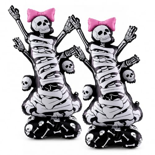 Fudefer 2-Pack Self Standing Skeleton Balloons - 3.8FT Halloween Decor