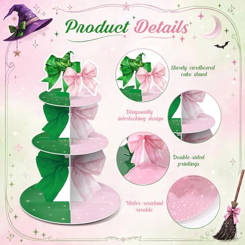 Witch Cupcake Stand 3 Tier Pink Green Party Decoration - Variation of THIS listing