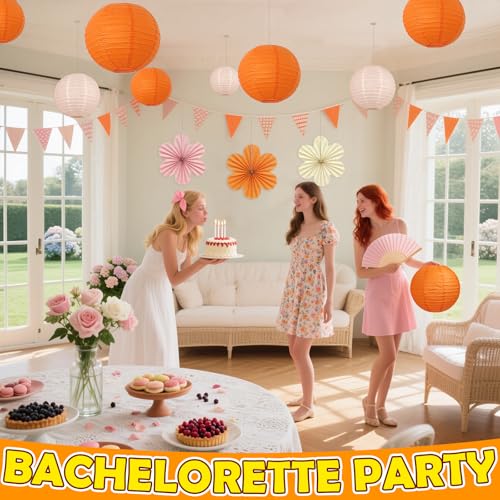 16 Pack Orange Paper Lanterns for Fall Halloween Party Decorations