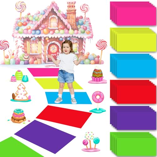 Candy Theme PVC Floor Stickers Pathway - 30 Pieces, 19.7 x 13.8 Inch, Land Party Decor