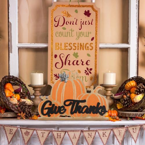 Double-Sided Pumpkin Thanksgiving Table Decor - Indoor Fall & Halloween Ornament