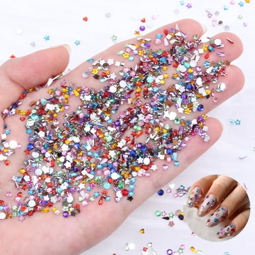 BMKKOT Colorful Rhinestones Nail Charms - Orange 12-Grid 3D Nail Art Gems