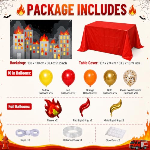 Halloween Fire Themed Car Decorations Kit with Balloons & Backdrop