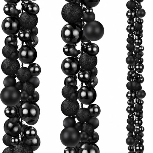 Black Christmas Garland 6 Ft Pack of 2 - Elegant Shimmering Holiday Decor