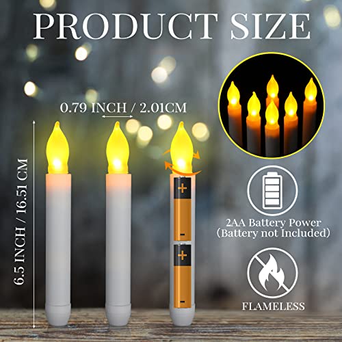 60 Pcs Flameless LED Taper Candles Flickering White Yellow Set - Safe & Battery Operated