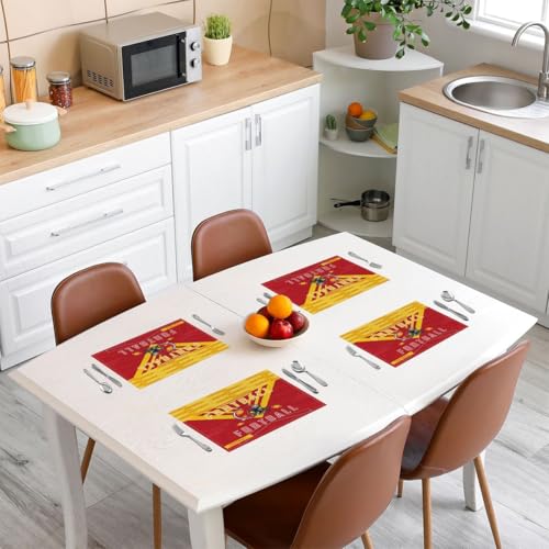 Feelyou Football Table Mats - Red & Yellow Placemats for Kitchen, Dining & Parties