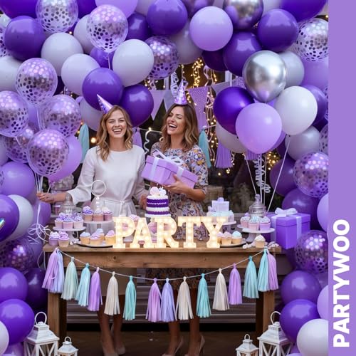 Purple Balloons Set 66pcs 12 Inch Latex Balloon Decorations for Party - Variation Purple-3318